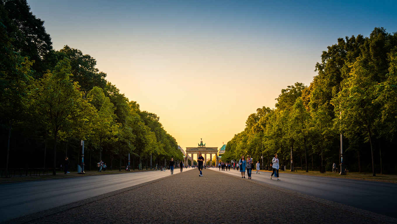Berlin Unter den Linden im goldenen Abendlicht